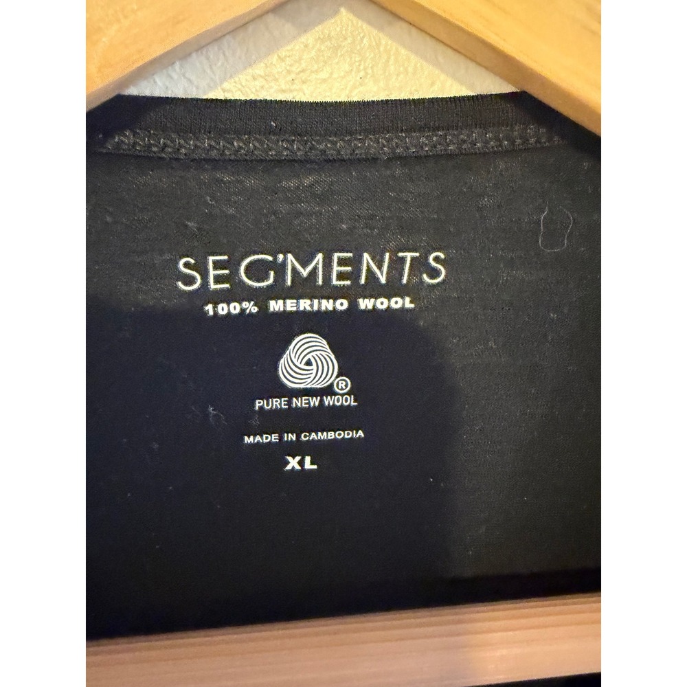 Segments Women XL Black 100% Merino Wool Long Sleeve Crew Neck Tee Shirt - Picture 3 of 9